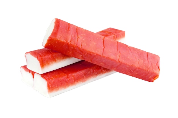 Crab sticks on white background