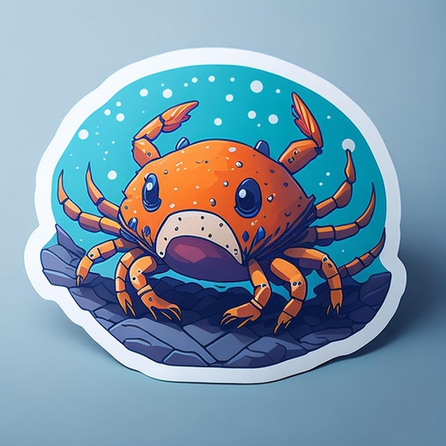 crab themed cut sticker design AI Generated