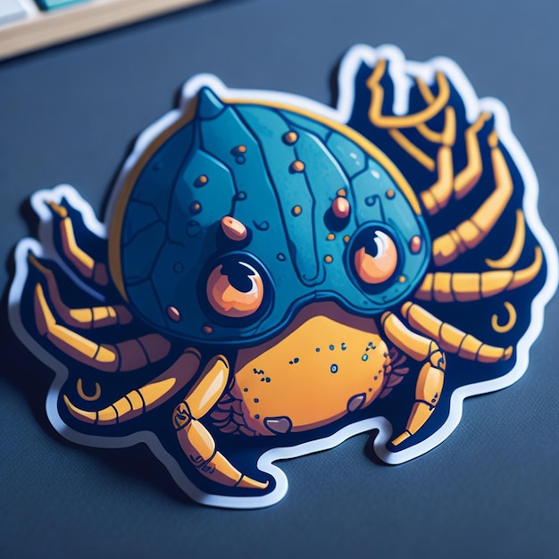 crab themed cut sticker design AI Generated