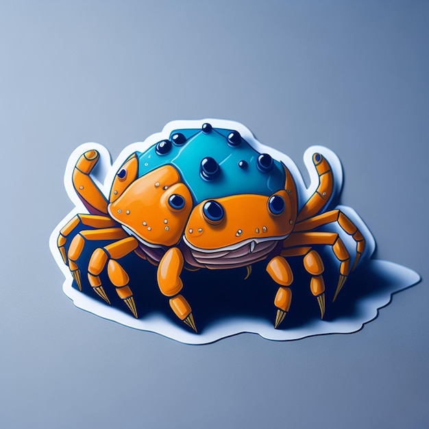 crab themed cut sticker design AI Generated