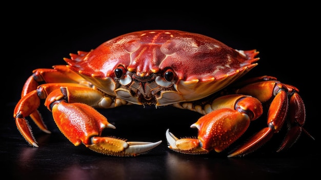 A crab with a black background and the word crab on it