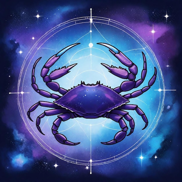 Photo a crab with a purple background and the words quot crab quot on it