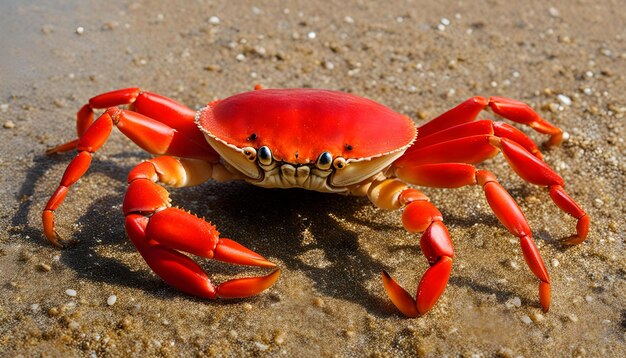 Photo a crab with a red shell on its head and a black spot on its back