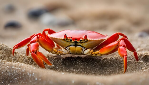 a crab with a red shell on its head