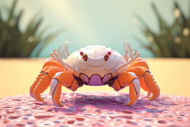 Photo a crab with a white face and a red face.