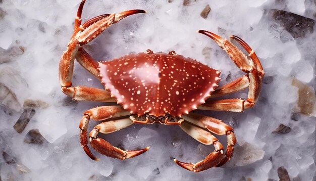 Photo a crab with a white patch on its head sits on a marble surface