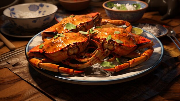 Crabs curry plate with rice