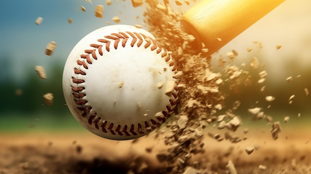 Foto crack of the bat hit di baseball