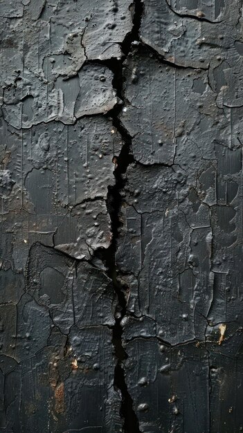 Crack in Black Grunge Cement Wall