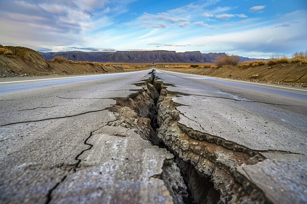 Foto una fessura nella strada generativa ai