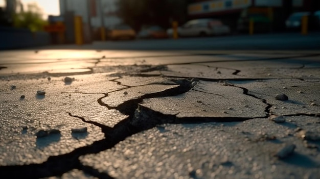 Cracked asphalt Generative AI