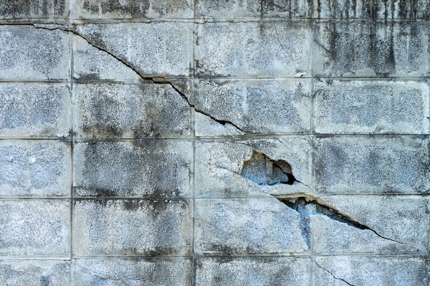 Cracked brick block wall