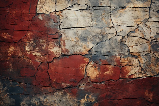 Cracked Brick Grunge Texture in Earthy Red color