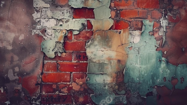 Cracked brick wall Generative AI