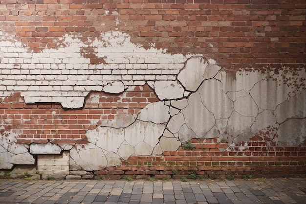 Cracked brick wall textured background