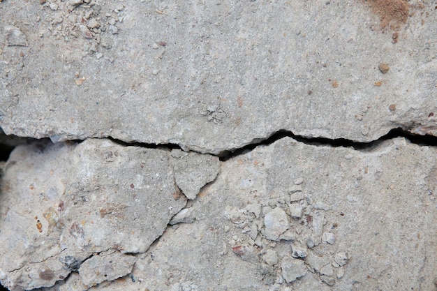 Foto sfondo di struttura in cemento incrinato, struttura grigia con crepe da vicino.