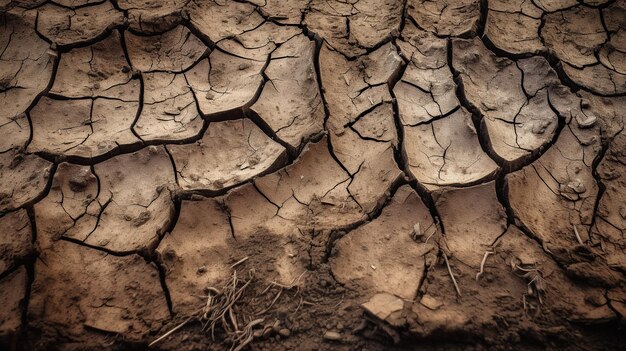 A cracked, cracked, cracked, cracked, and cracked surface of a mud puddle.