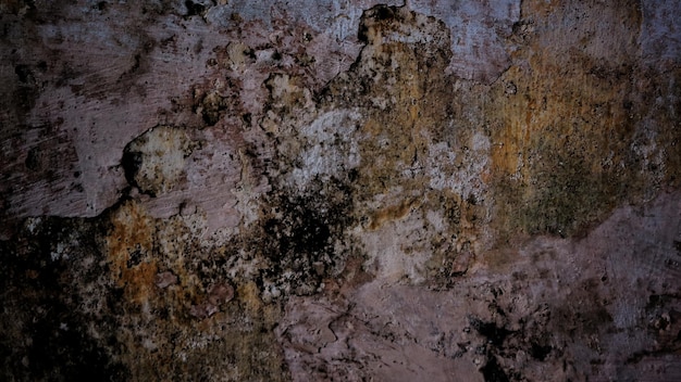 Photo cracked cracked wall texture background cracked paint peeling off dark color