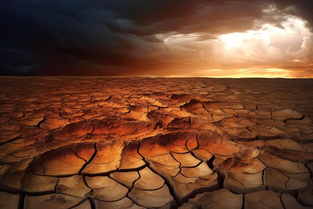 Cracked dried earth soil Ground texture Drought or dry land Generative AI