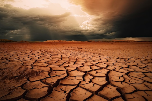 Cracked dried earth soil Ground texture Drought or dry land Generative AI