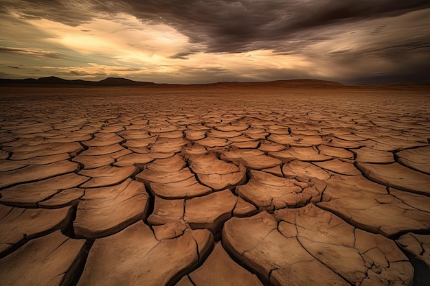 Cracked dried earth soil Ground texture Drought or dry land Generative AI