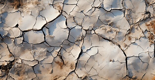 Cracked dry ground global drought ground texture panoramic background AI generated image