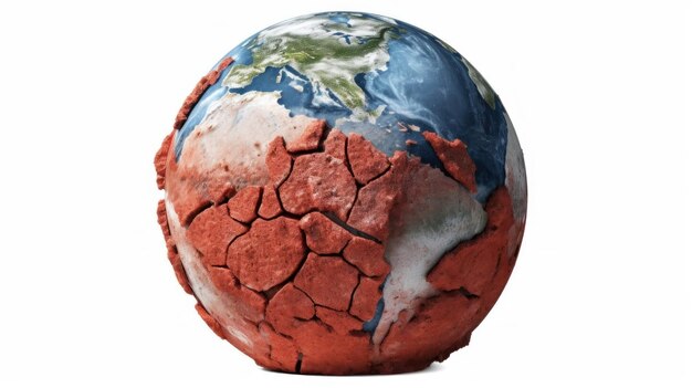 Photo a cracked earth with a cracked earth and the earth.