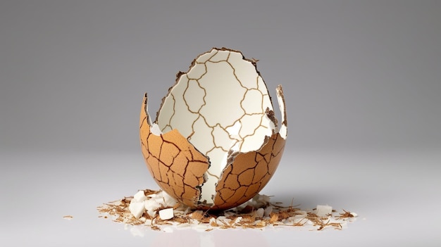 Photo a cracked egg with the shell broken and the shell is cracked.