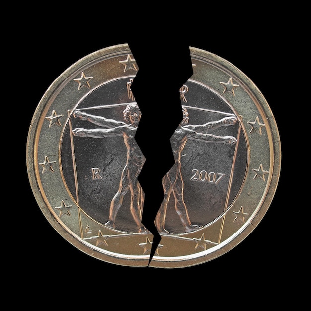 Cracked Euro Coin