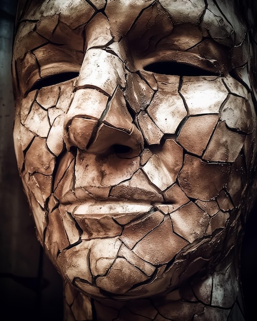 A cracked face of a person with cracked skin