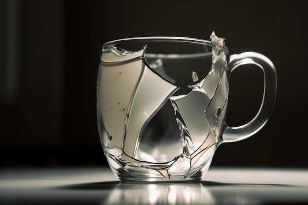 Photo cracked glass cup ai generated