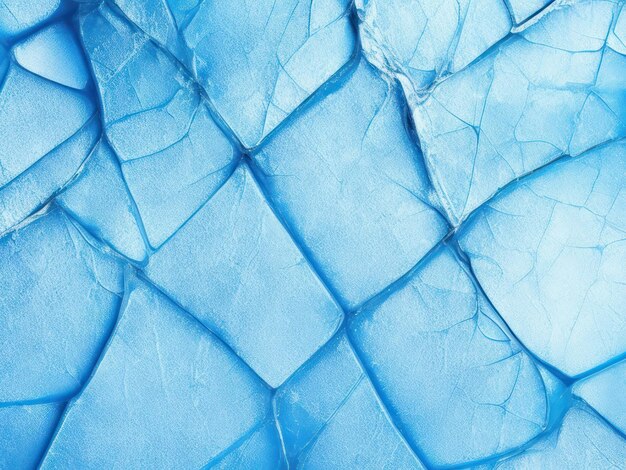 Cracked ice of bright blue color background