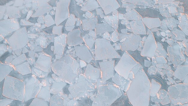 Cracked ice on the frozen sea in Greenland