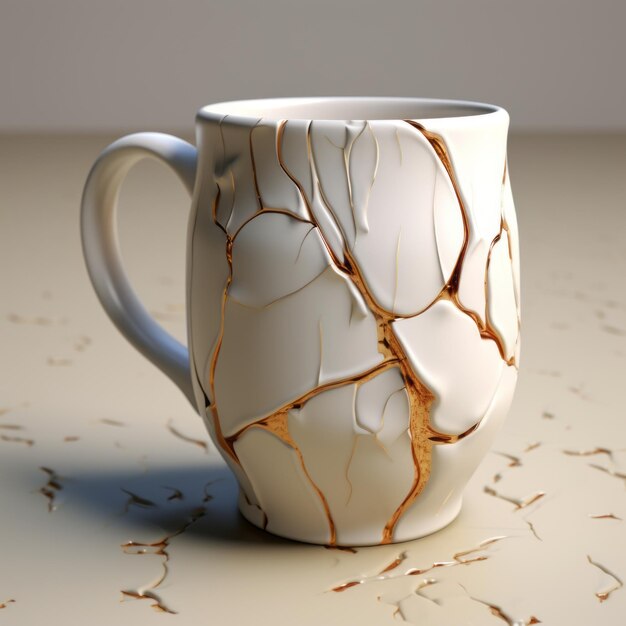 Photo cracked mug by cph organic material style with fluid brushwork