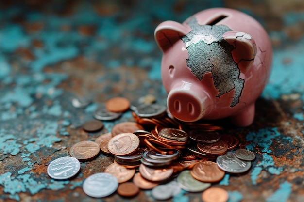 A cracked piggy bank with coins spilled out highlighting the disregard