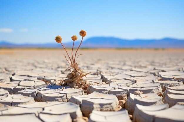 写真 乾燥する砂漠のひび割れた土壌 気候変動の概念