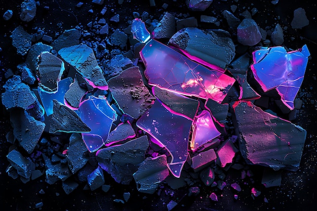 Cracked Stone Fragments With Rough and Uneven Surfaces With Y2K Glowing Effect FX Object Texture