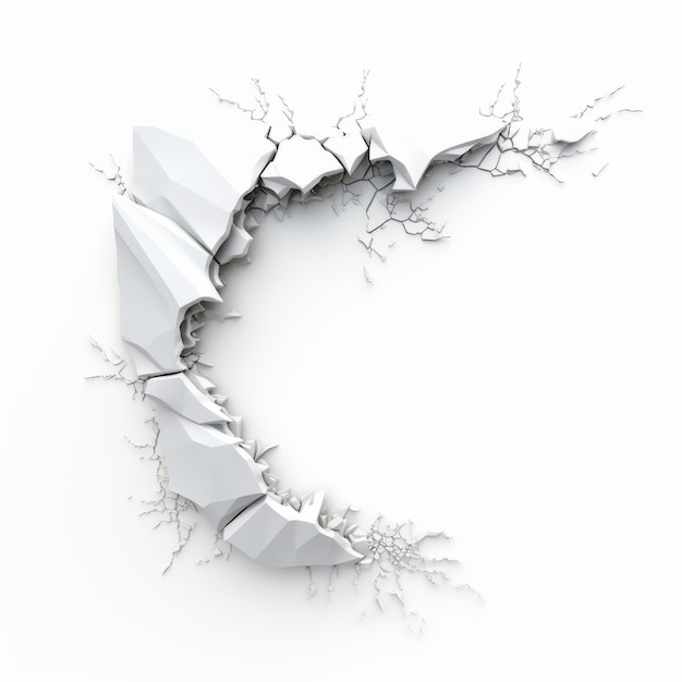 Cracked Wall Design Element On White Background