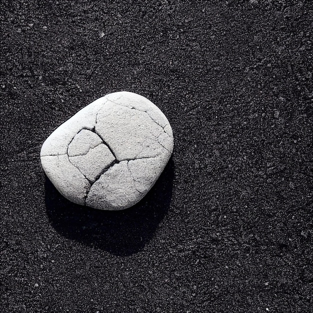 Cracked white stone on black asphalt d render digital illustration