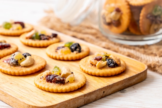 Photo cracker biscuit with dried fruits