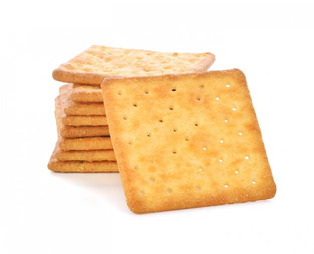 Foto cracker isolato su sfondo bianco.