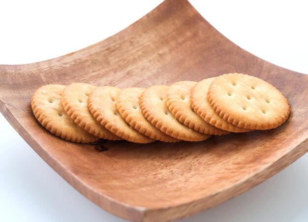 Photo crackers or biscuits on white background