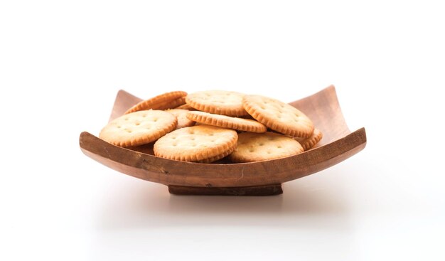 crackers or biscuits on white background