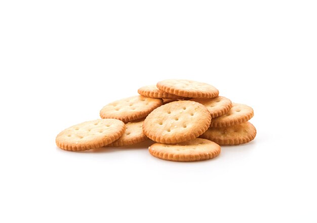 Photo crackers or biscuits on white background