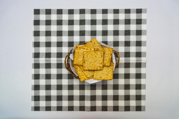Crackers van het vierkante type met zout
