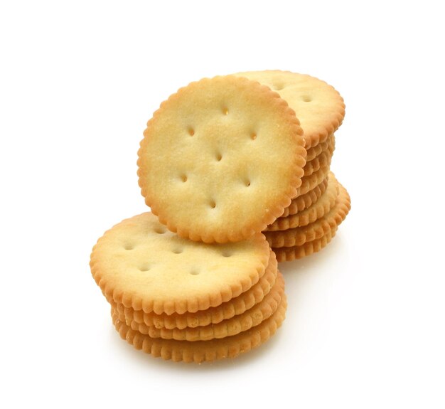 Crackers on white background