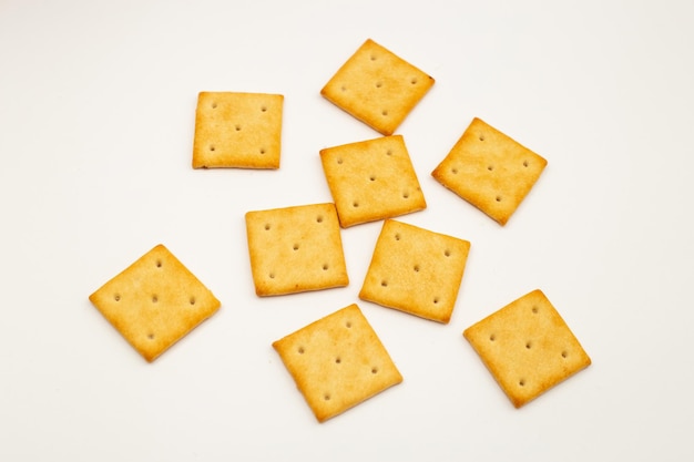 Crackers on a white background