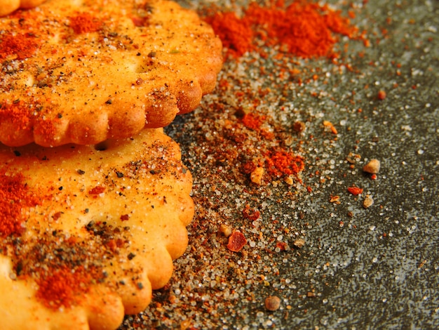 Crackers with spices.