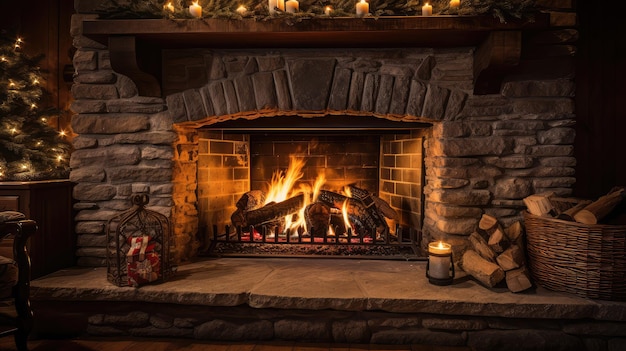 Crackling fireplace scene