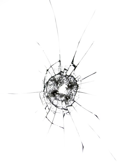 Foto fessure del vetro protettivo rotto del telefono su uno sfondo bianco